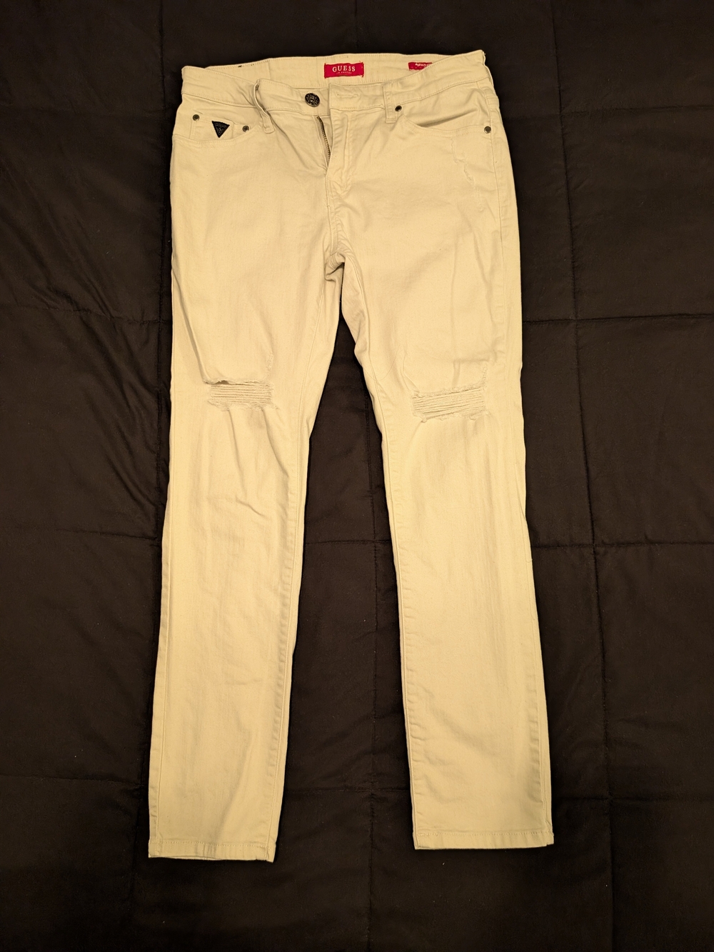 GUESS Men’s Slim Fit Tan Distressed Jeans